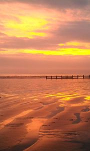 Preview wallpaper sunset, beach, pier, evening, sea