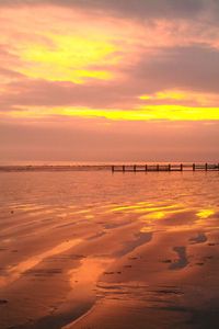 Preview wallpaper sunset, beach, pier, evening, sea