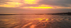 Preview wallpaper sunset, beach, pier, evening, sea