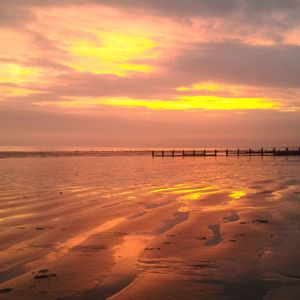 Preview wallpaper sunset, beach, pier, evening, sea