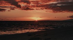 Preview wallpaper sunset, beach, sea, dusk, evening