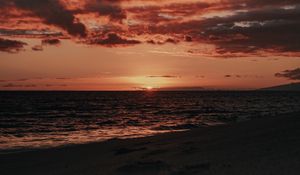 Preview wallpaper sunset, beach, sea, dusk, evening