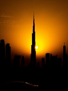 Preview wallpaper sunset, city, building, silhouette