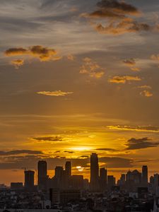Preview wallpaper sunset, city, buildings, dusk, view