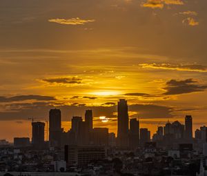 Preview wallpaper sunset, city, buildings, dusk, view
