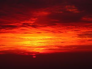 Preview wallpaper sunset, clouds, dusk, sky, red