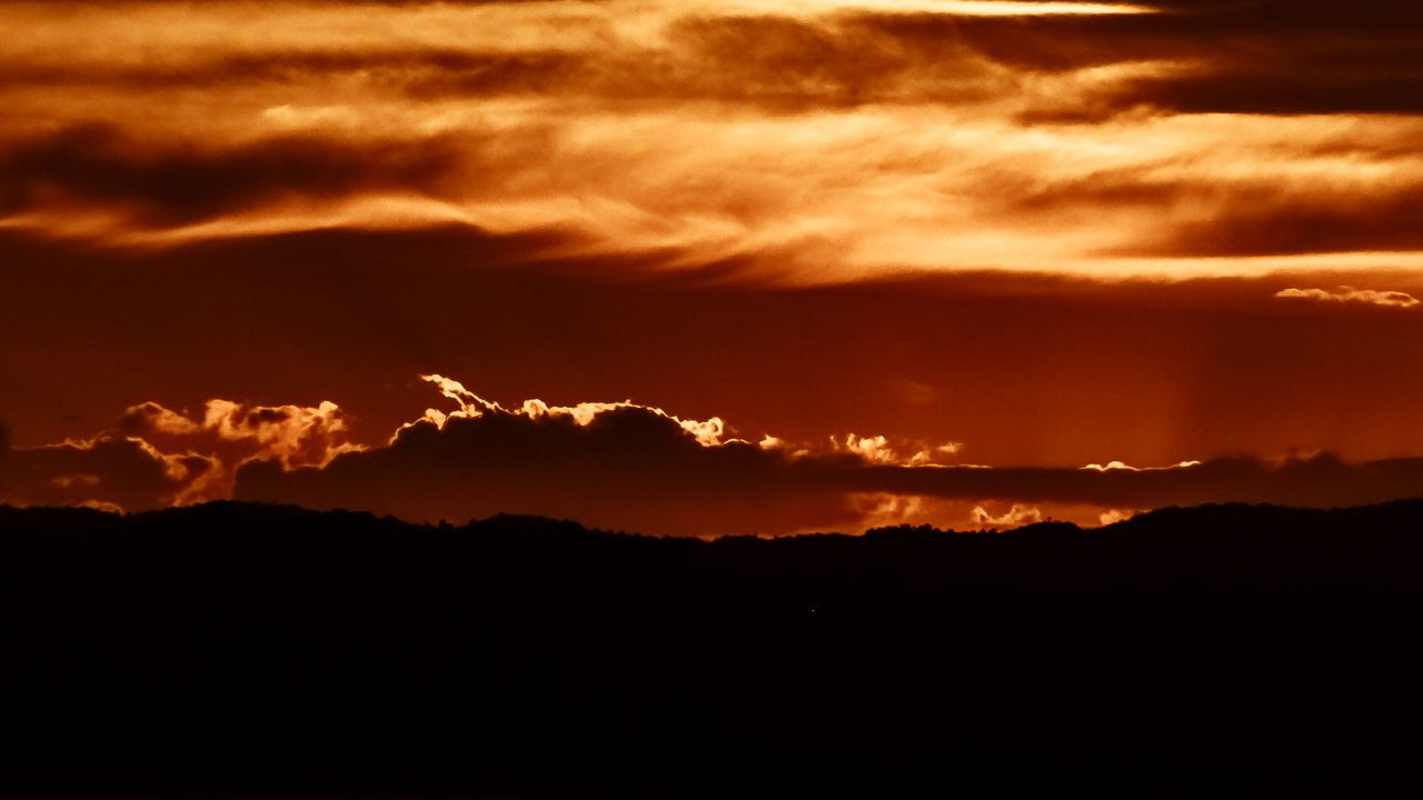 Wallpaper sunset, clouds, horizon, twilight, dark