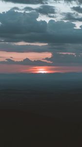 Preview wallpaper sunset, clouds, horizon, fog, dusk