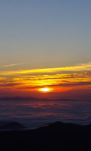 Preview wallpaper sunset, clouds, mountains, dusk