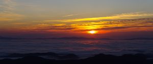 Preview wallpaper sunset, clouds, mountains, dusk