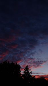 Preview wallpaper sunset, clouds, night, dark, horizon, sky