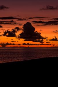 Preview wallpaper sunset, clouds, sea, beach, horizon