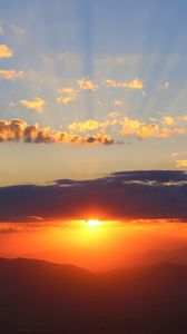 Preview wallpaper sunset, clouds, sky, mountains
