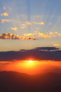 Preview wallpaper sunset, clouds, sky, mountains
