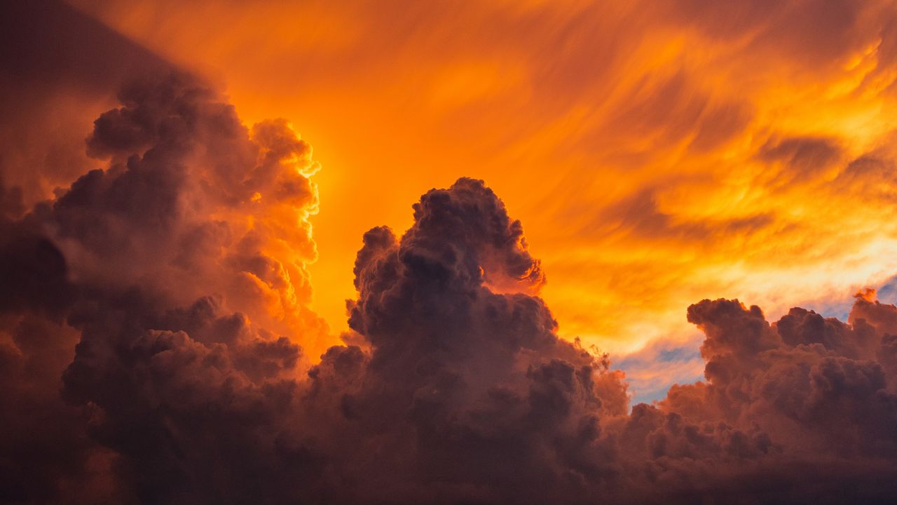 Wallpaper sunset, clouds, sky, horizon