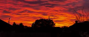 Preview wallpaper sunset, clouds, trees, fiery