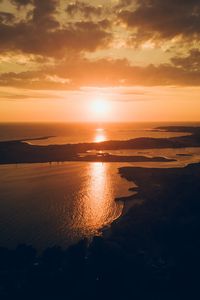 Preview wallpaper sunset, coast, bay, sea, dusk