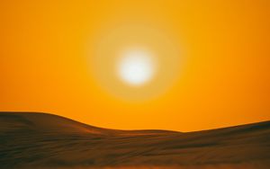 Preview wallpaper sunset, desert, hills, sun, dusk
