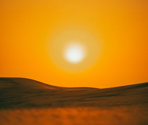 Preview wallpaper sunset, desert, hills, sun, dusk