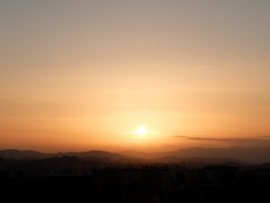 Preview wallpaper sunset, dusk, sun, horizon, evening