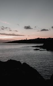 Preview wallpaper sunset, evening, sea, rocks, sky