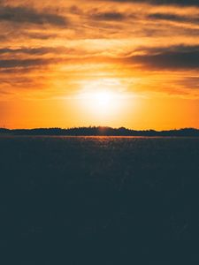 Preview wallpaper sunset, field, grass, sky