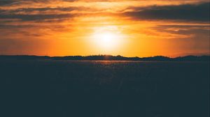 Preview wallpaper sunset, field, grass, sky