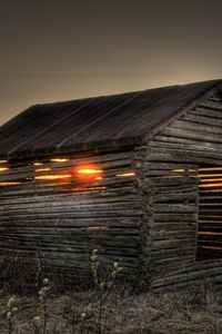 Preview wallpaper sunset, field, house, landscape