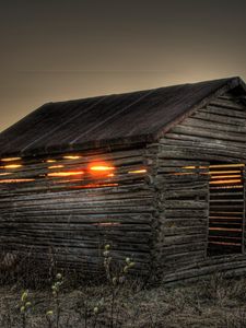 Preview wallpaper sunset, field, house, landscape