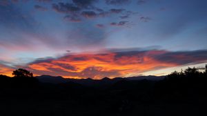 Preview wallpaper sunset, hills, dark, night, sky