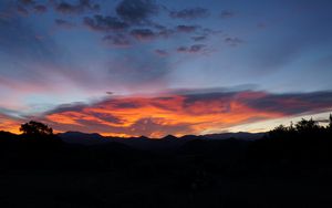 Preview wallpaper sunset, hills, dark, night, sky