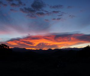 Preview wallpaper sunset, hills, dark, night, sky