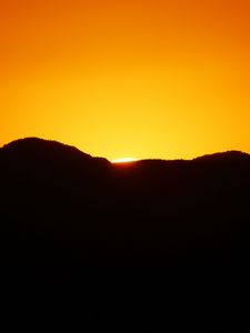 Preview wallpaper sunset, hills, dusk, dark, evening