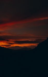 Preview wallpaper sunset, hills, silhouette, landscape