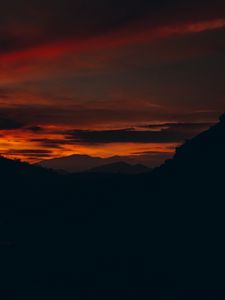 Preview wallpaper sunset, hills, silhouette, landscape