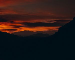 Preview wallpaper sunset, hills, silhouette, landscape