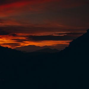 Preview wallpaper sunset, hills, silhouette, landscape