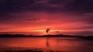 Preview wallpaper sunset, horizon, bay, lough swilly, buncrana, ireland