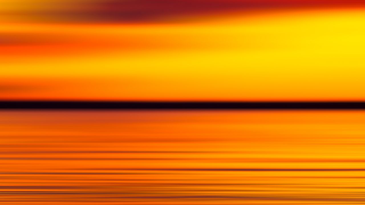 Wallpaper sunset, horizon, blur, water, sky