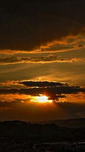 Preview wallpaper sunset, horizon, clouds, sky, evening