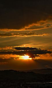 Preview wallpaper sunset, horizon, clouds, sky, evening