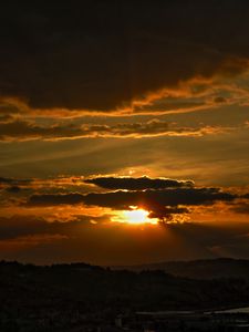 Preview wallpaper sunset, horizon, clouds, sky, evening