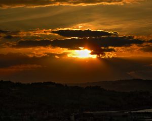 Preview wallpaper sunset, horizon, clouds, sky, evening