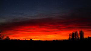 Preview wallpaper sunset, horizon, night, starry sky, mainz, germany