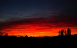 Preview wallpaper sunset, horizon, night, starry sky, mainz, germany