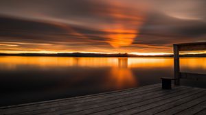 Preview wallpaper sunset, horizon, pier, sky