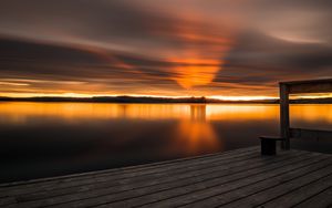 Preview wallpaper sunset, horizon, pier, sky