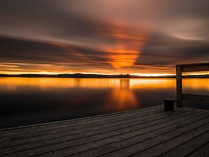 Preview wallpaper sunset, horizon, pier, sky