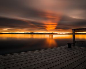 Preview wallpaper sunset, horizon, pier, sky