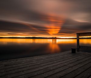 Preview wallpaper sunset, horizon, pier, sky